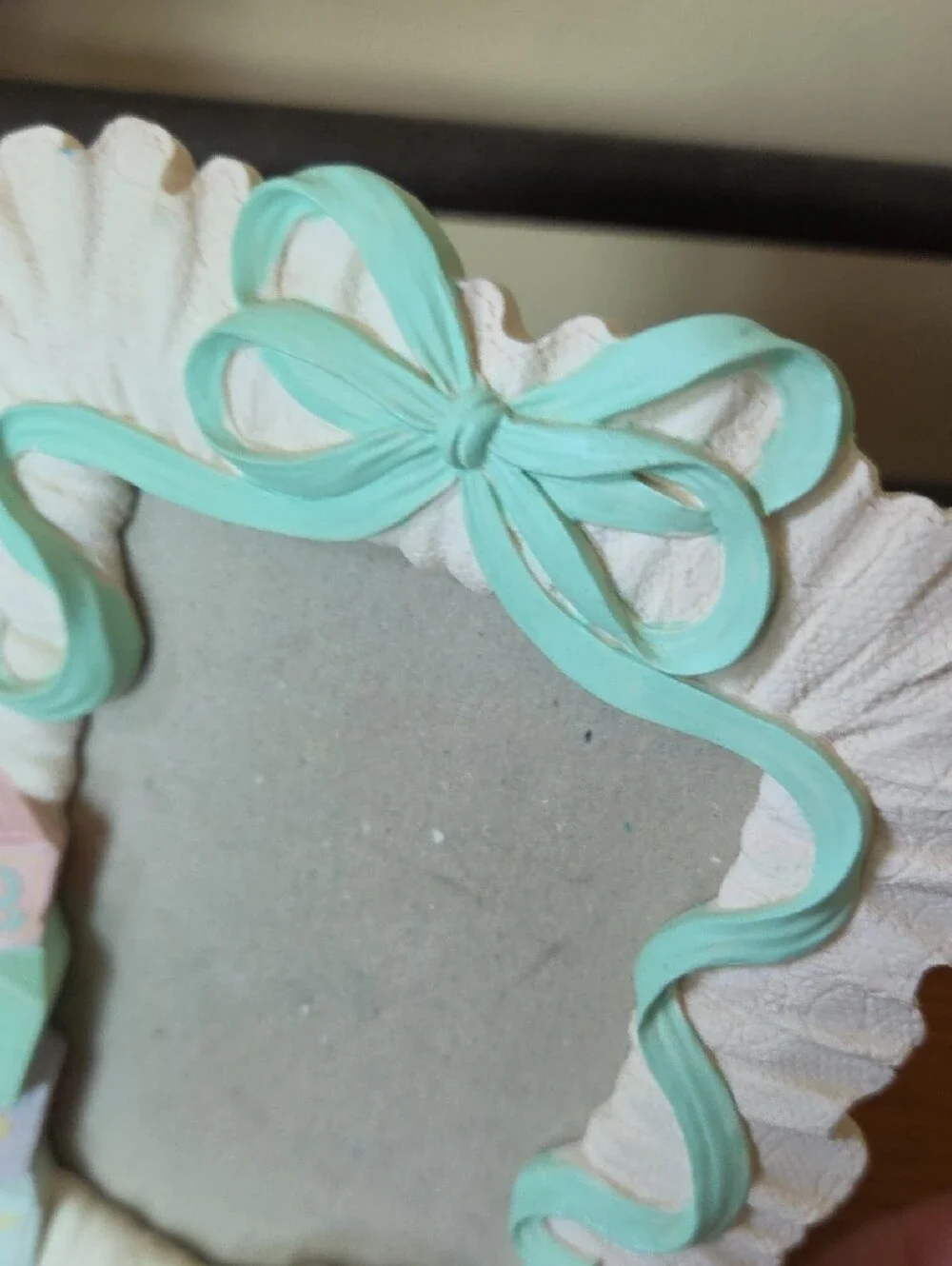 Baby Themed White and Mint Picture Frame - Holds 3 1/2 X 5 Photo